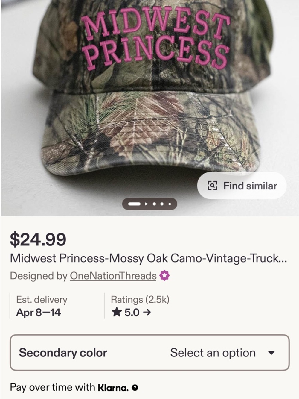 Midwest Princess Camo Hat with Pink Embroidery